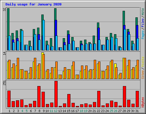 Daily usage for January 2020