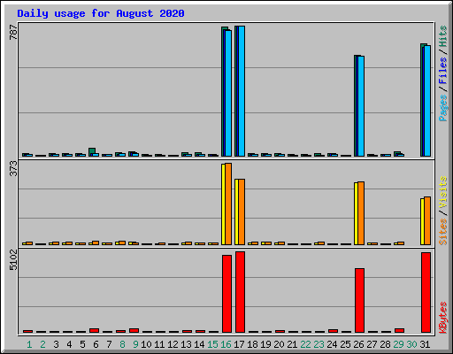 Daily usage for August 2020