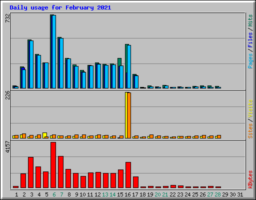 Daily usage for February 2021