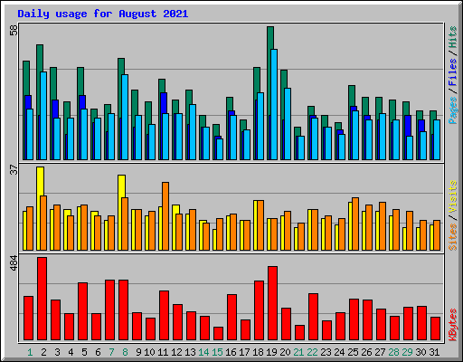 Daily usage for August 2021