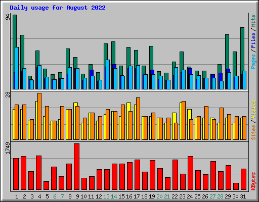 Daily usage for August 2022