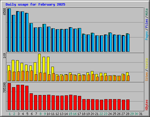 Daily usage for February 2025